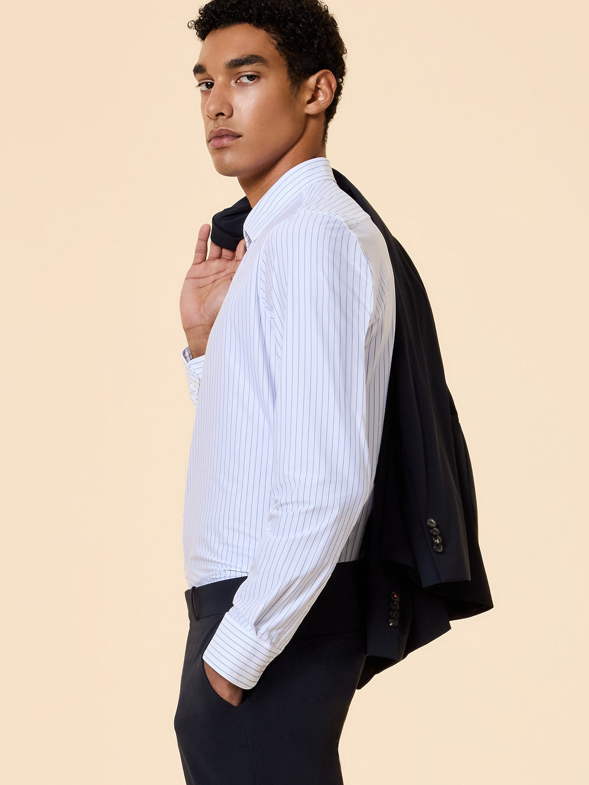 Oxford Jacquard Stripe Open Shirt - RRD Roberto Ricci Designs 