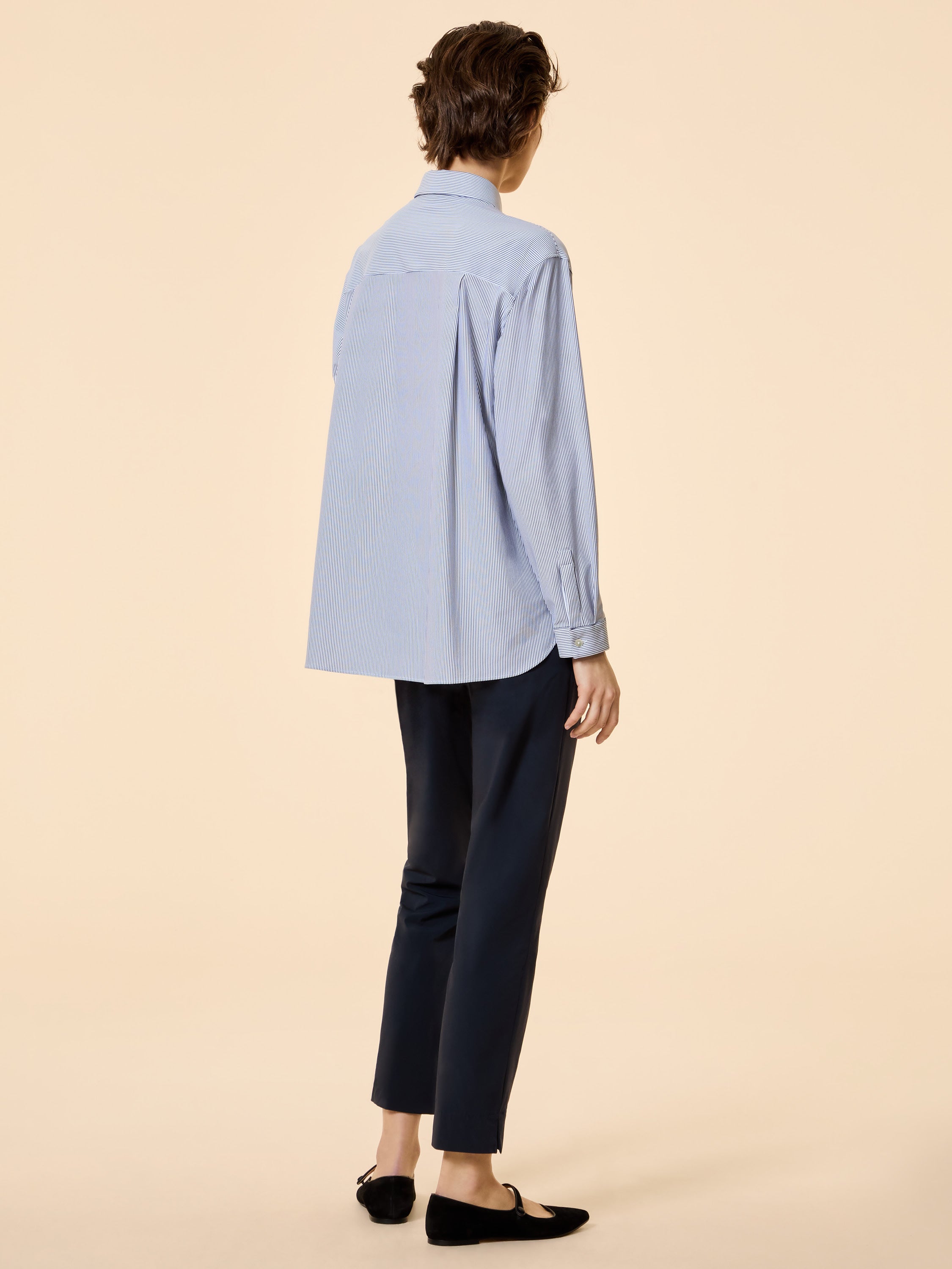 Oxford Jacquard Stripe Boyfriend Wom Shirt