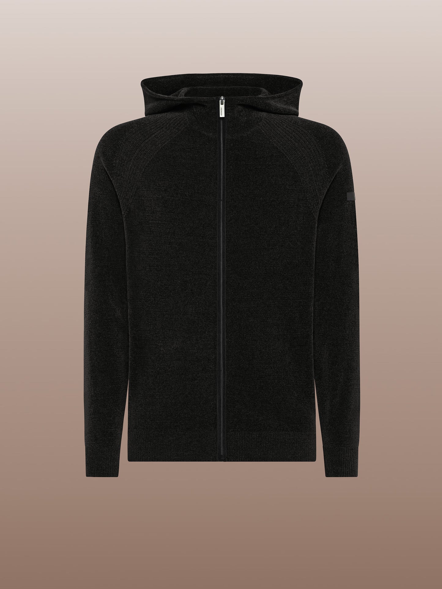 Velvet Hood Zip Knit