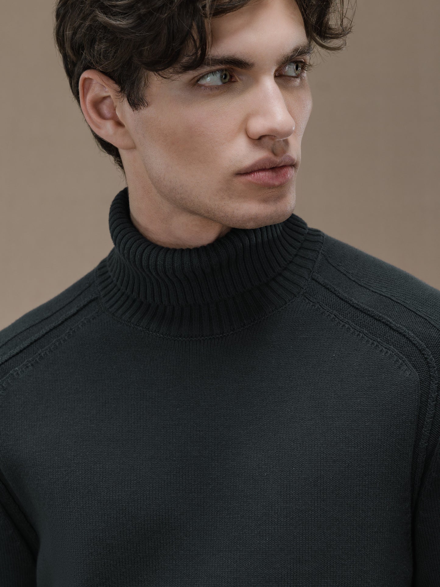 Cotton Plain Turtleneck Knit