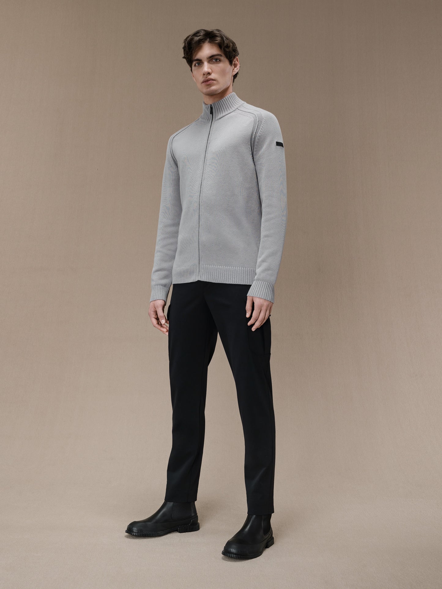 Cotton Plain Full Zip Knit