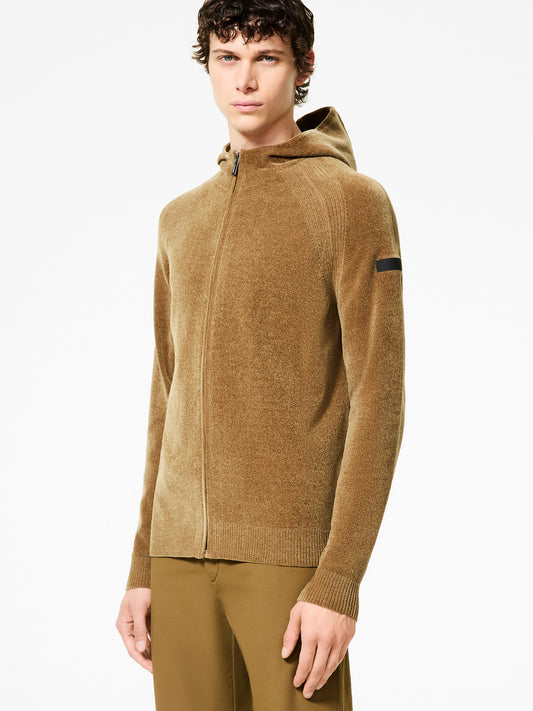 Velvet Hood Zip Knit