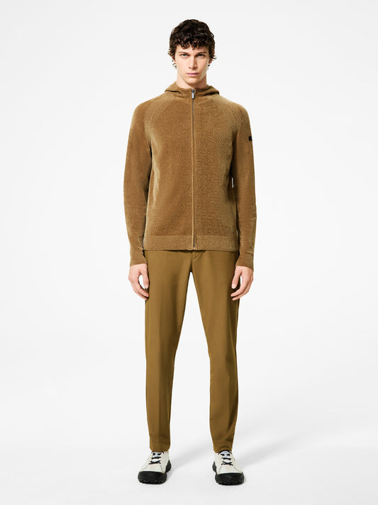 Velvet Hood Zip Knit