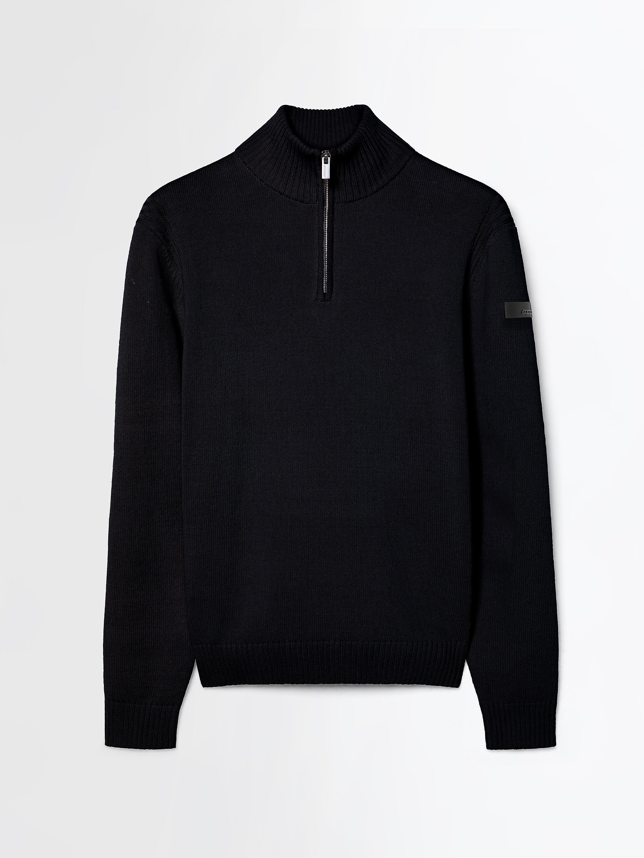 Cotton Plain Half Zip Knit