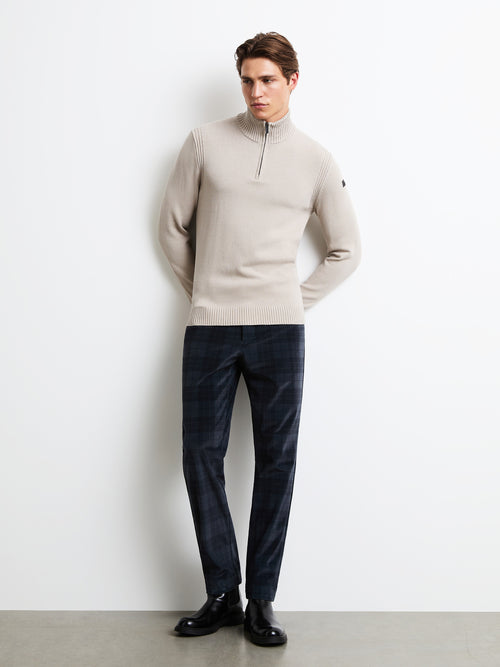 Cotton Plain Half Zip Knit