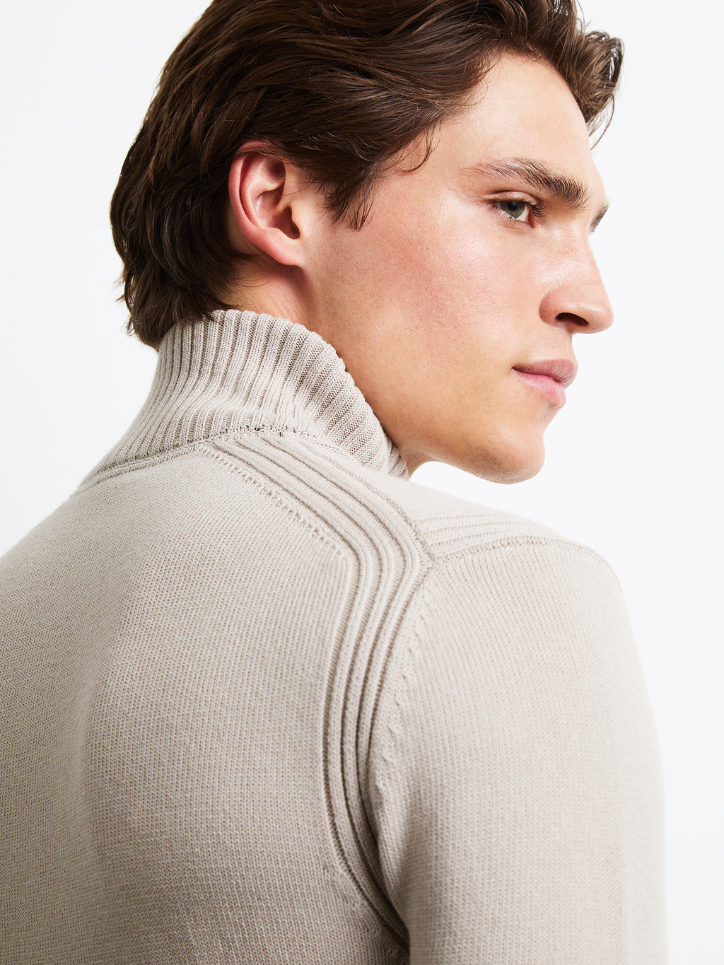 Cotton Plain Half Zip Knit