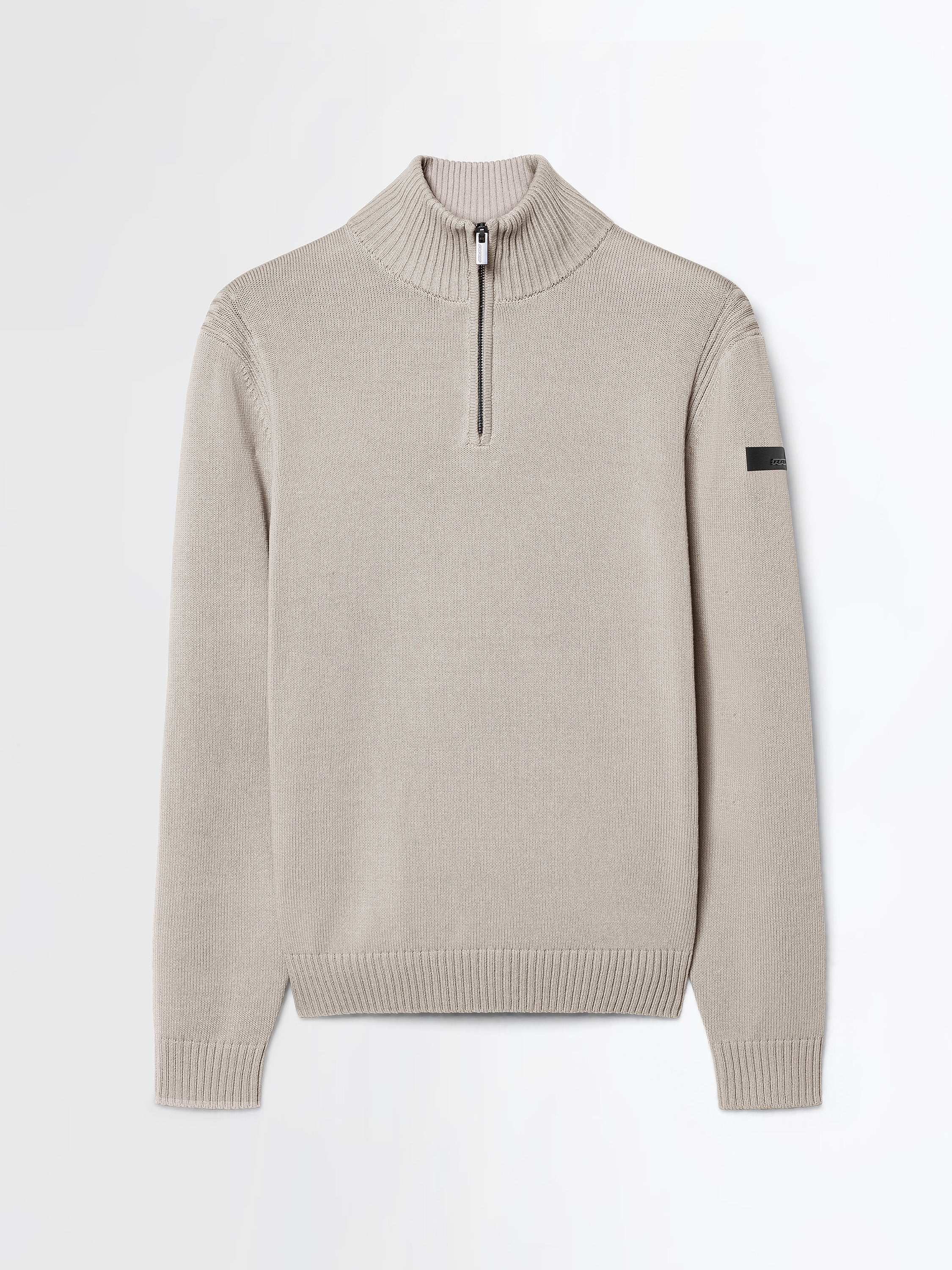Cotton Plain Half Zip Knit