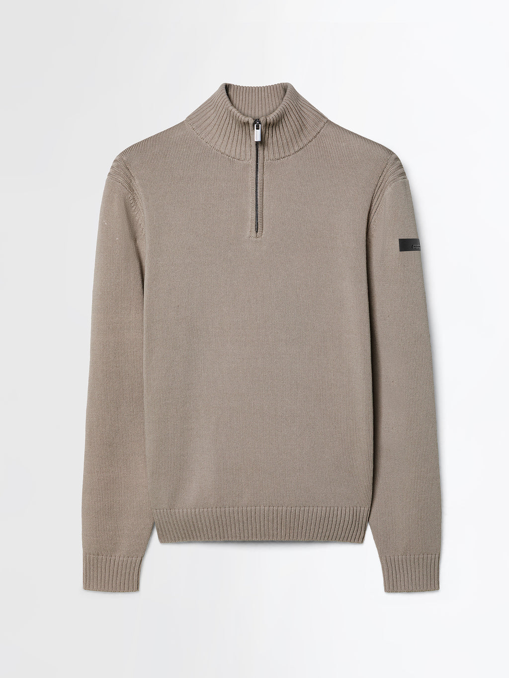 Cotton Plain Half Zip Knit