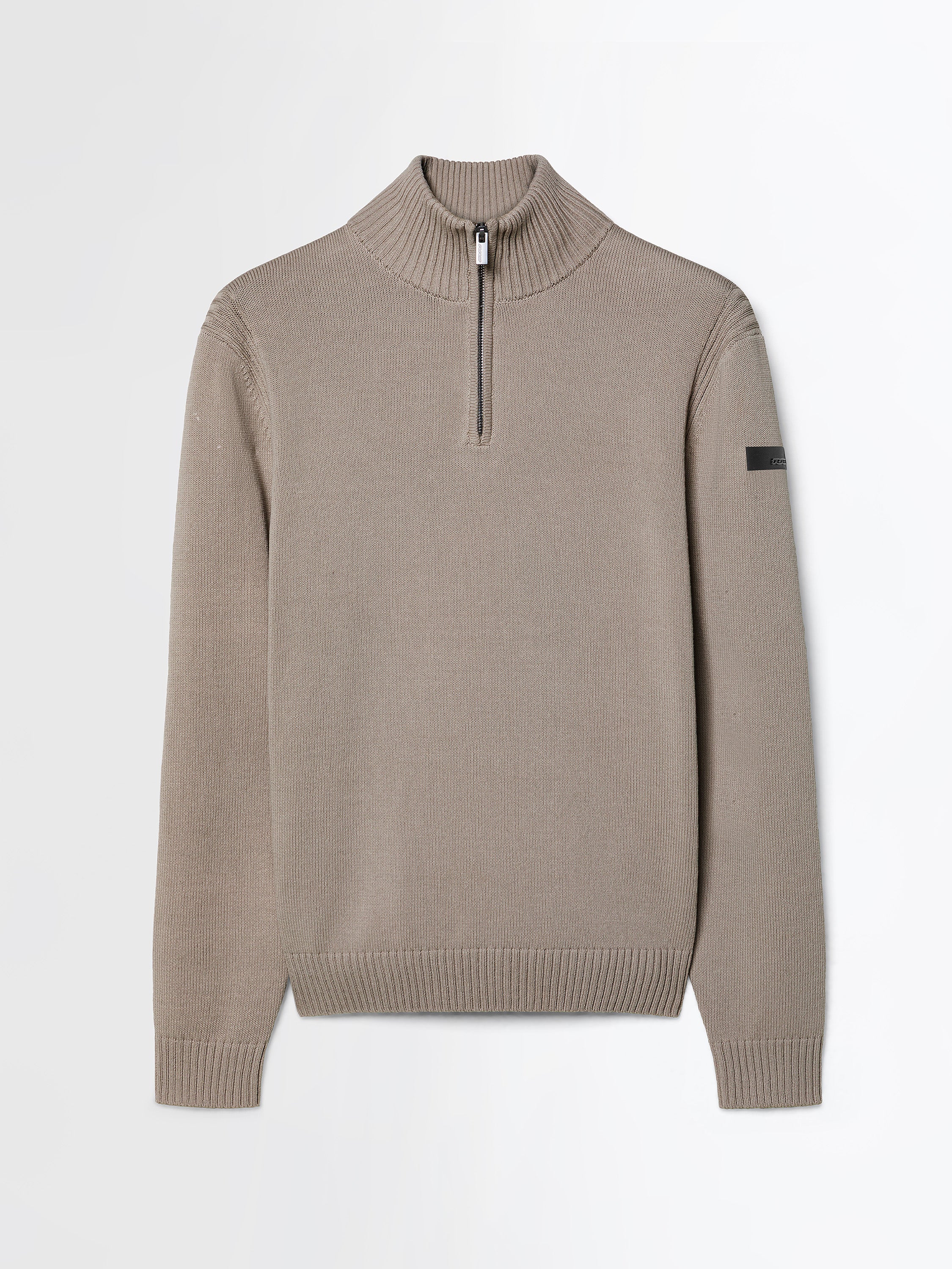 Cotton Plain Half Zip Knit