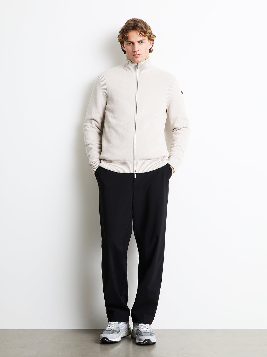 Cotton Plain Velvet Rib Full Zip Soft Knit