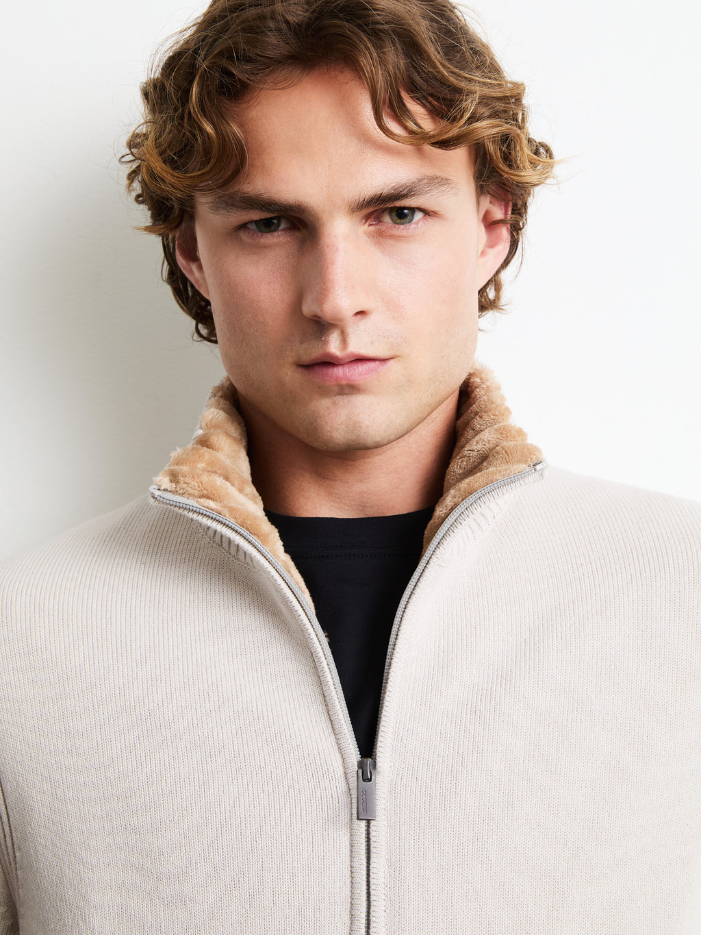 Cotton Plain Velvet Rib Full Zip Soft Knit
