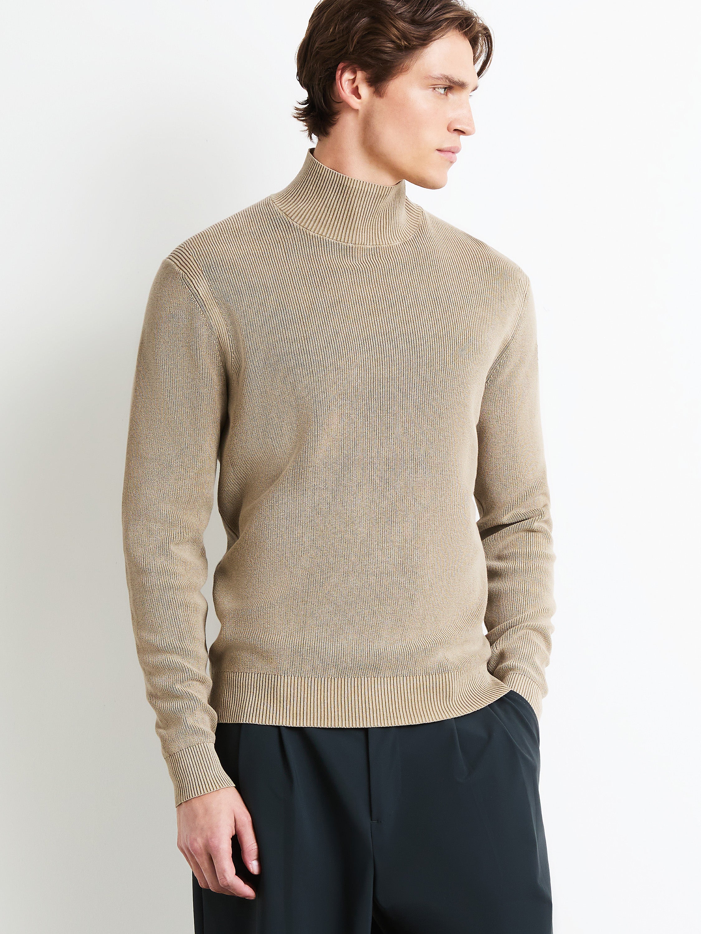 Cotton Techno Wash Turtleneck Knit