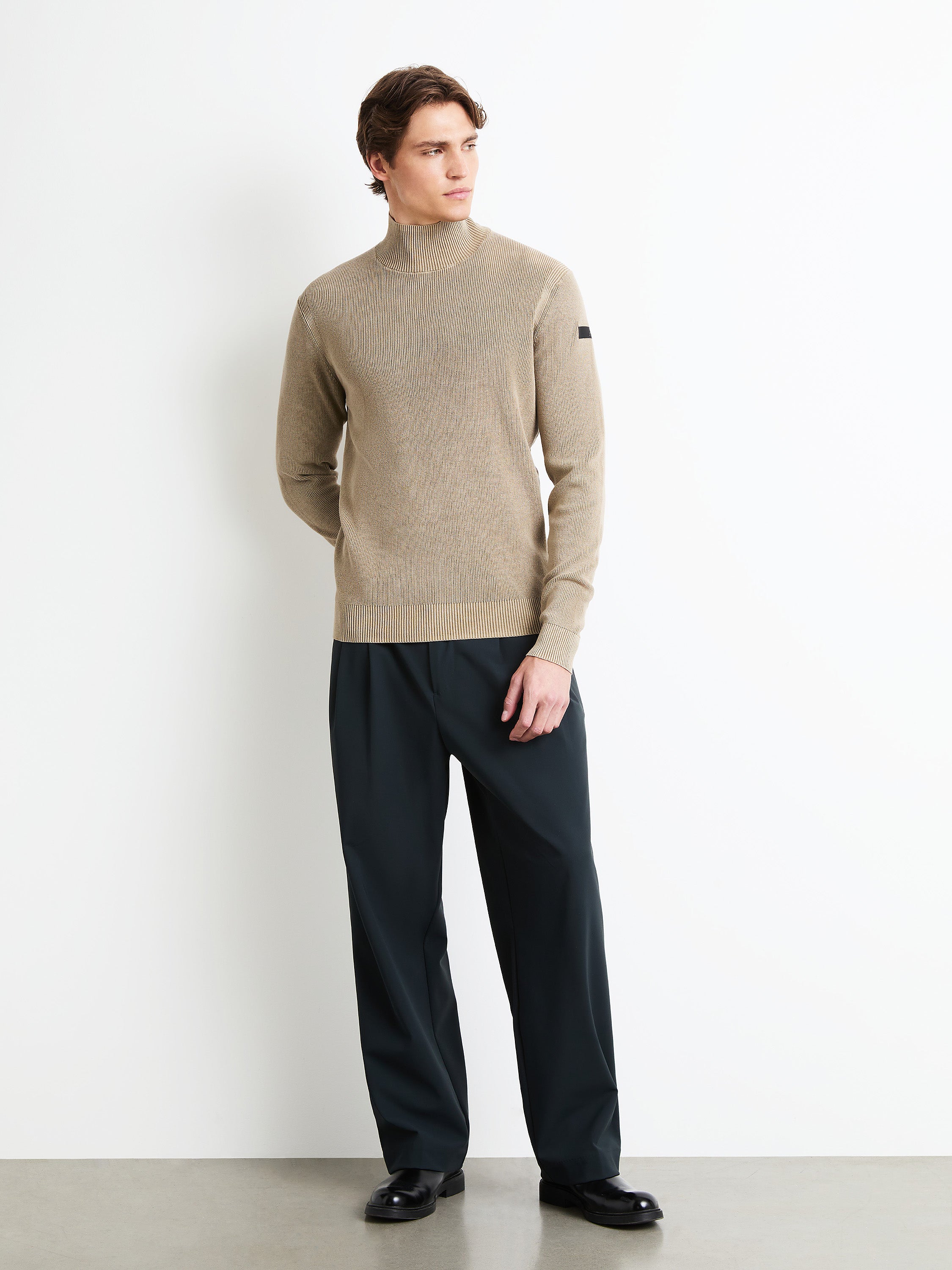 Cotton Techno Wash Turtleneck Knit