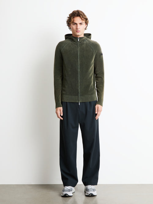 Velvet Techno Wash Hood Zip Knit