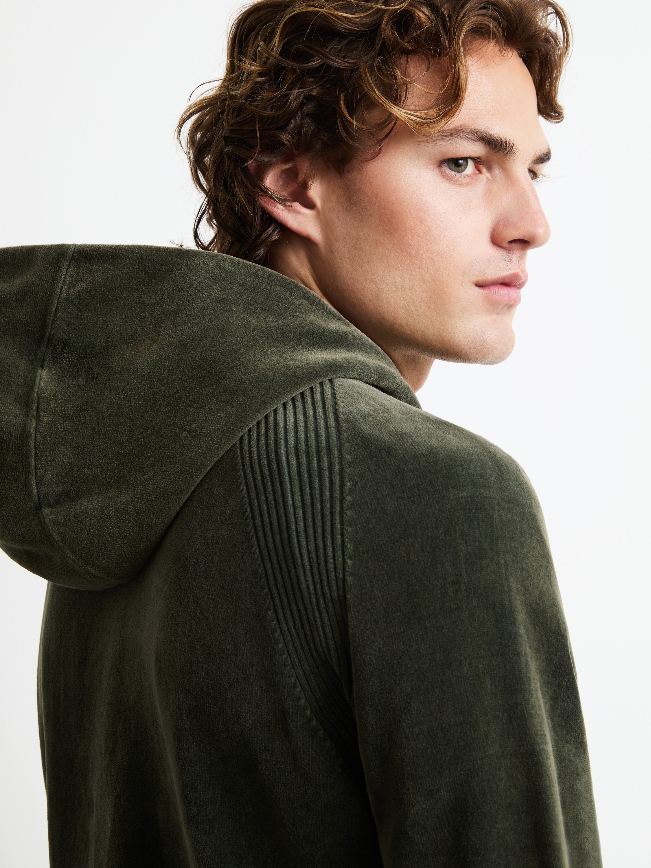 Velvet Techno Wash Hood Zip Knit