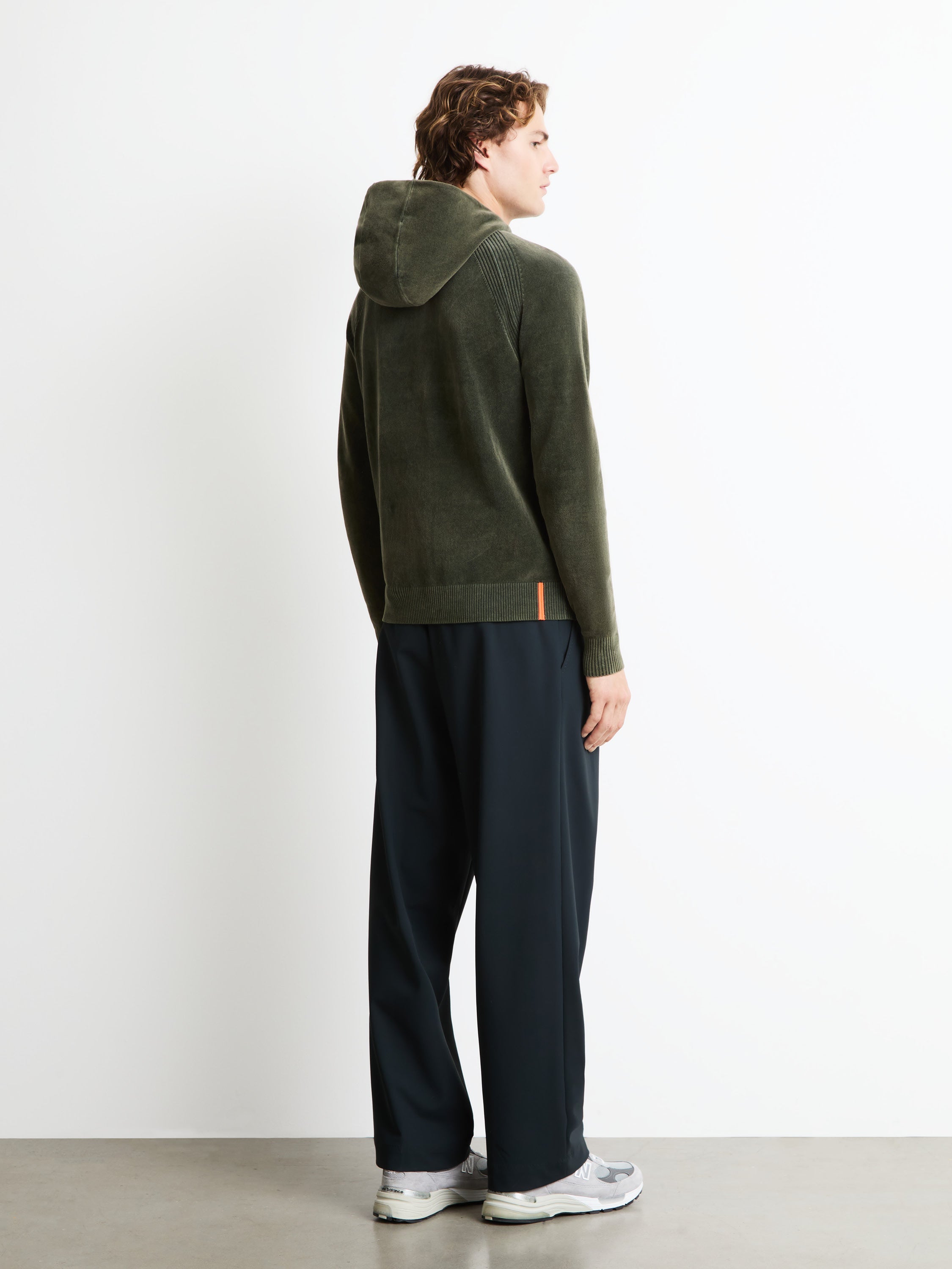 Velvet Techno Wash Hood Zip Knit