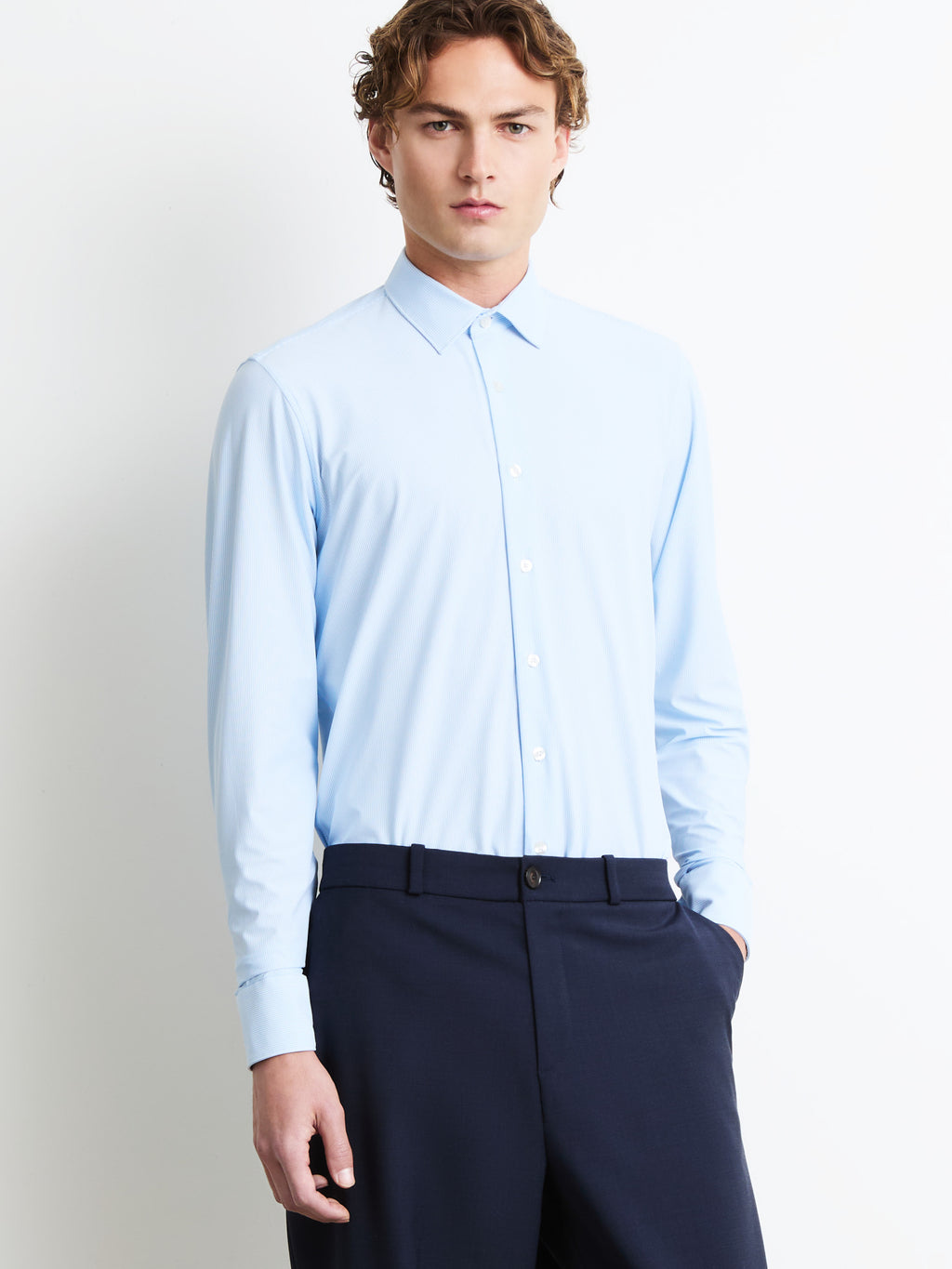 Oxford Jacquard Stripe Open Shirt