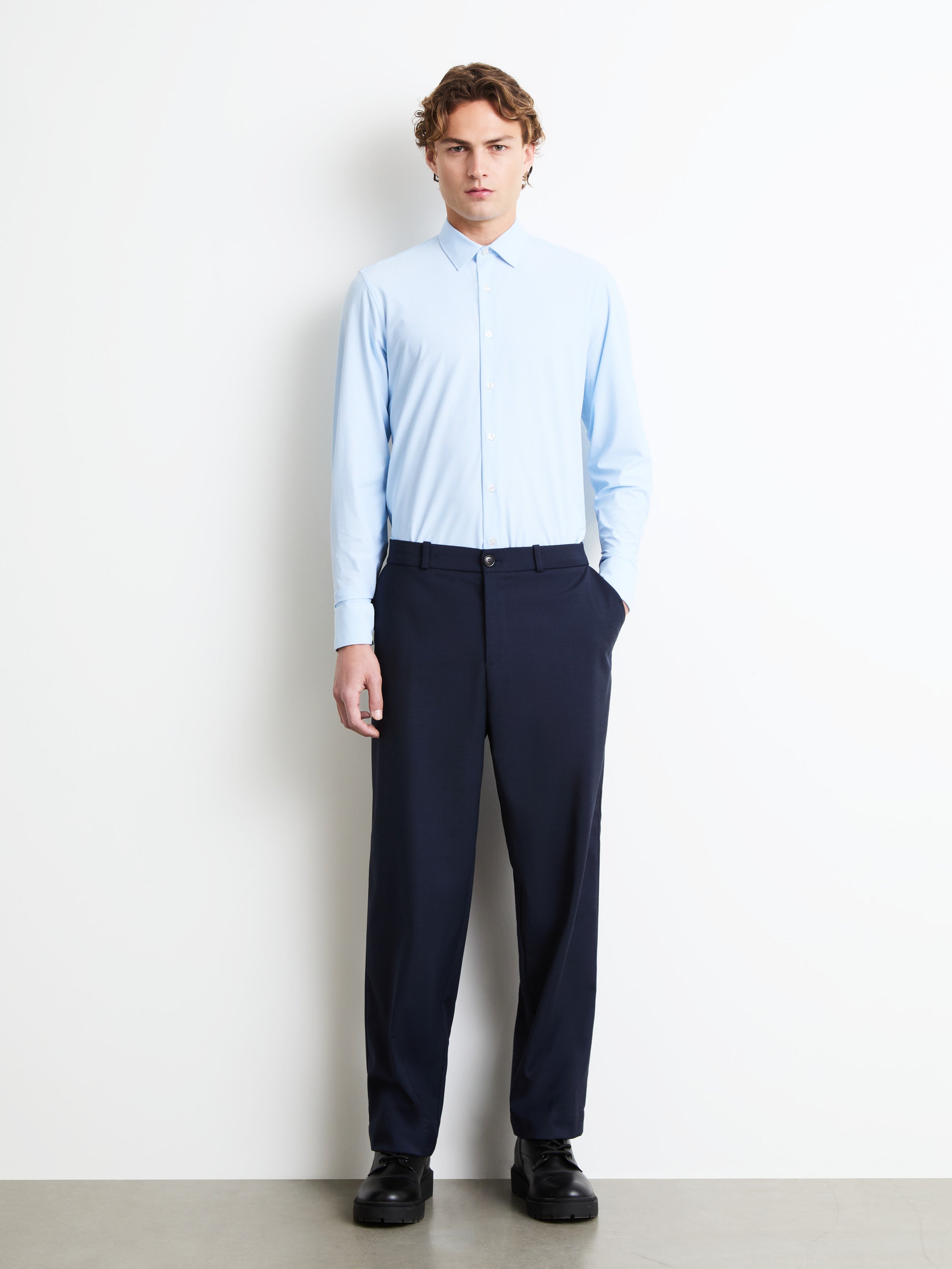 Oxford Jacquard Stripe Open Shirt