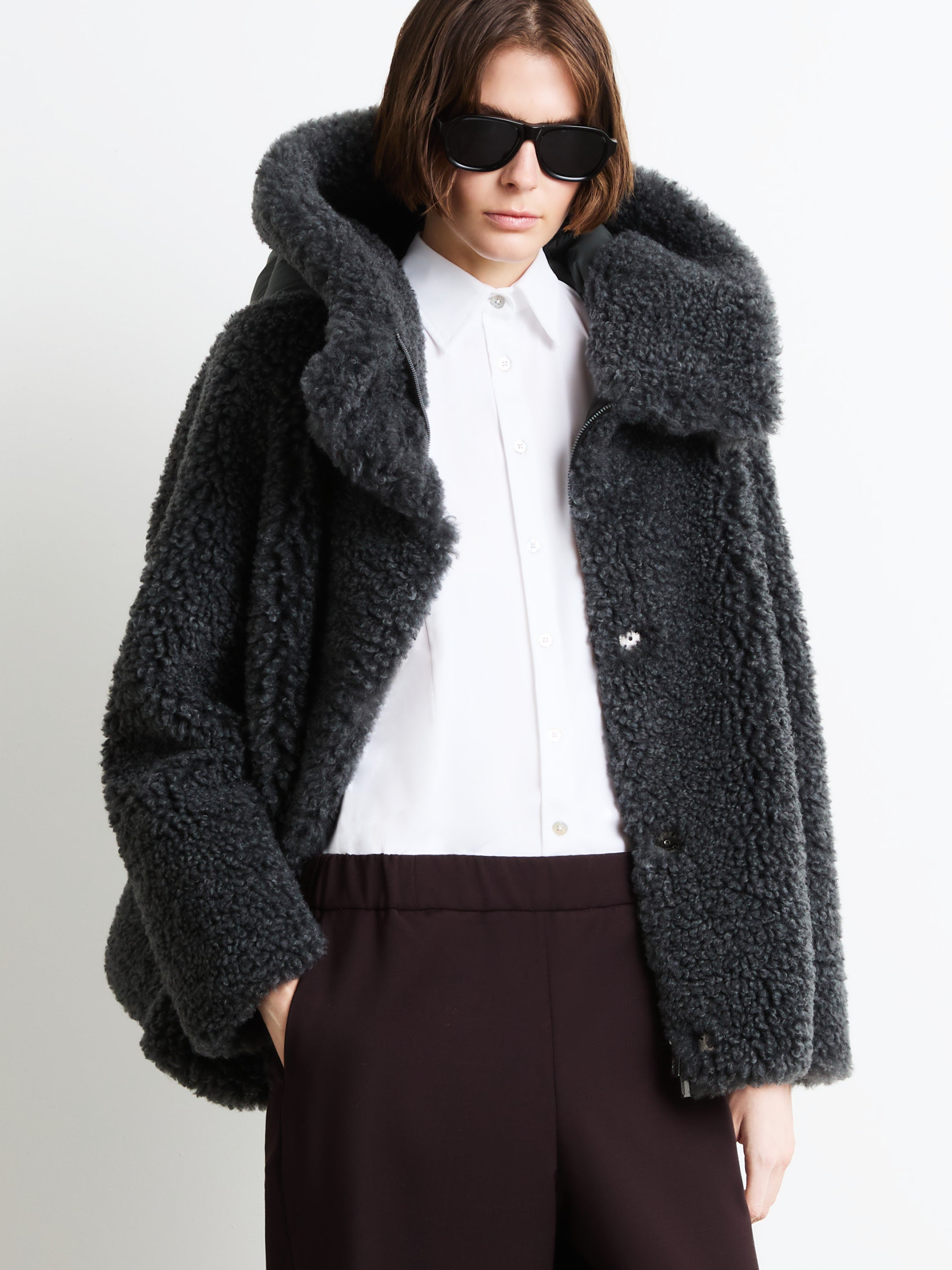 Lamb Hybrid Hood Wom Jkt