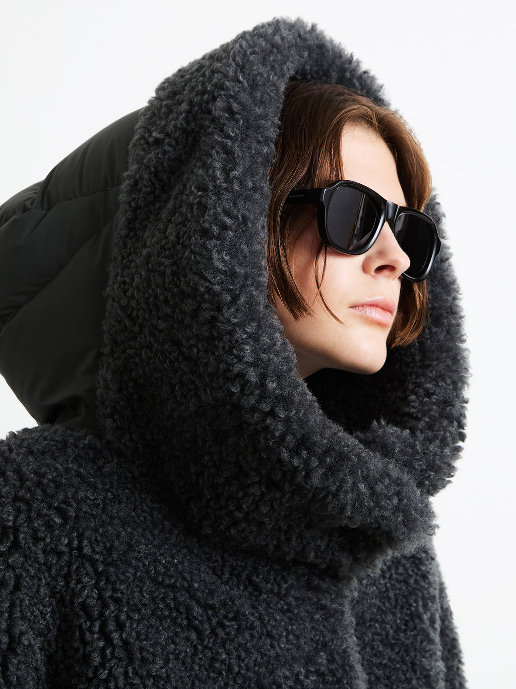 Lamb Hybrid Hood Wom Jkt
