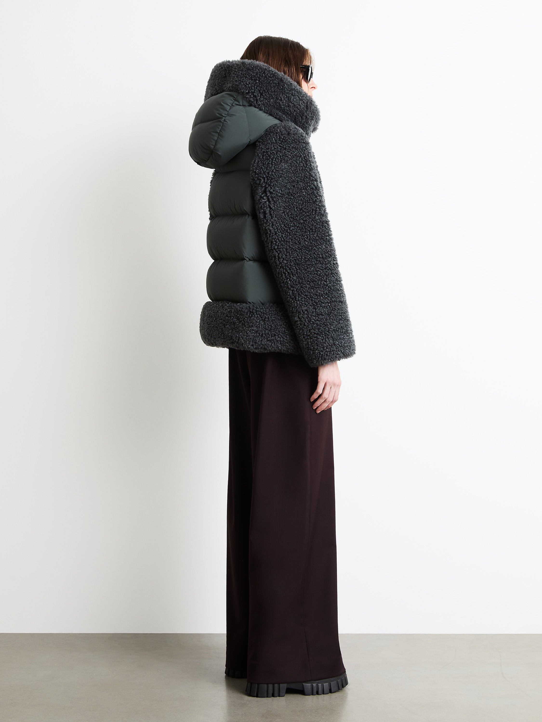Lamb Hybrid Hood Wom Jkt