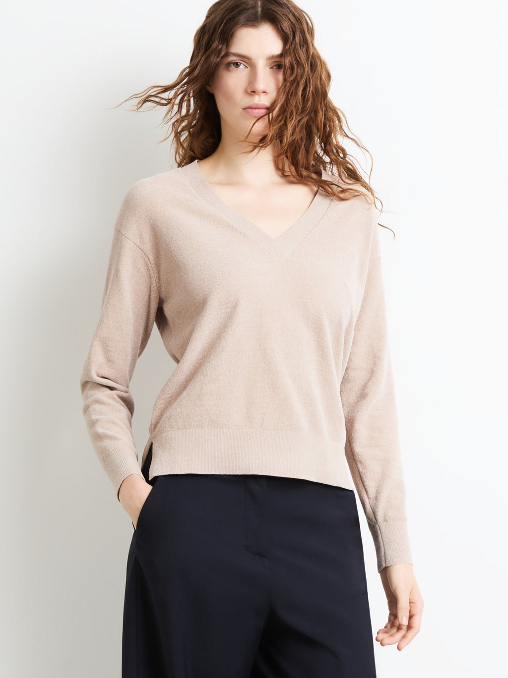 Velvet Vent V-Neck Wom Knit